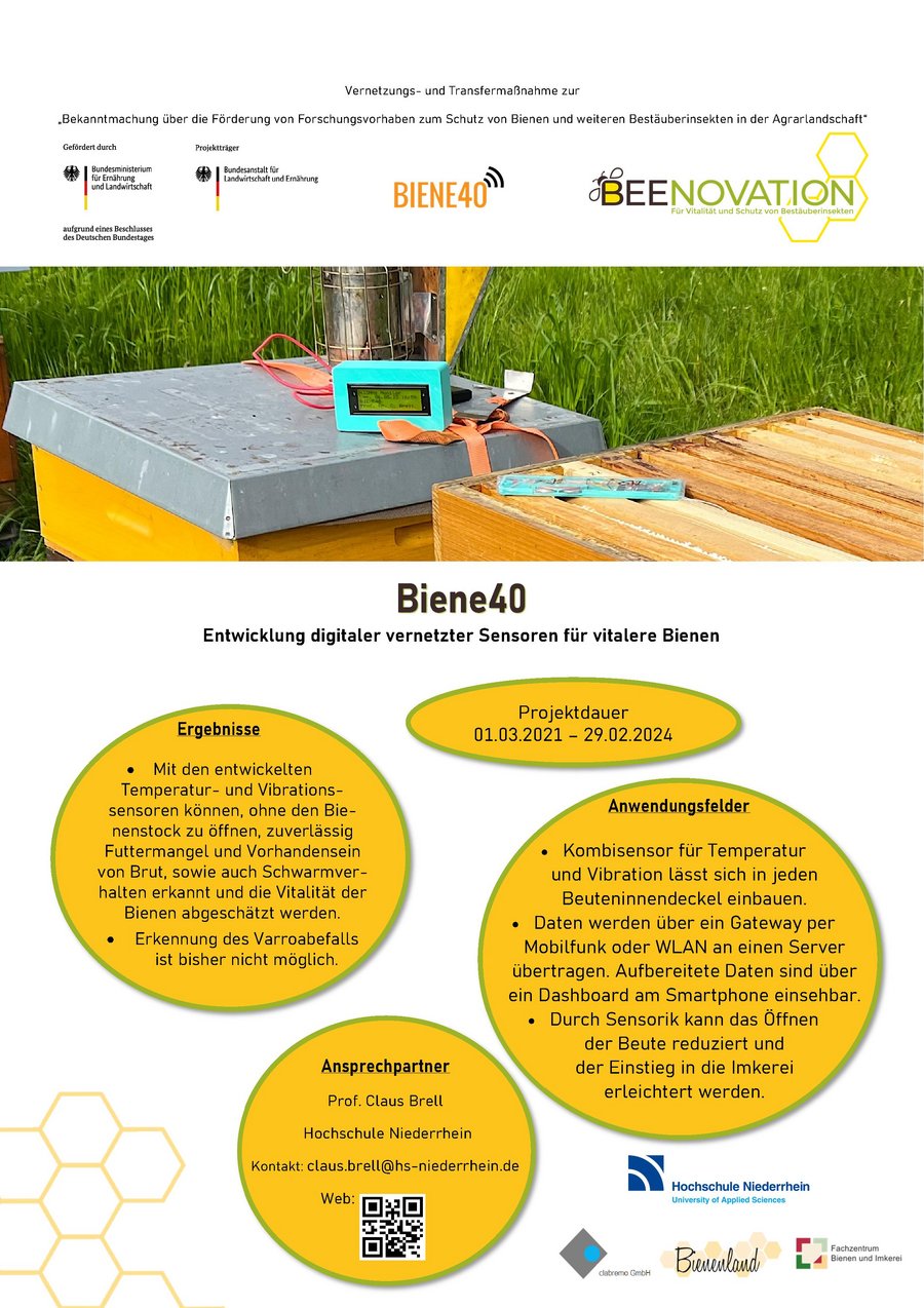 Steckbrief des Projekts: Entwicklung digitaler vernetzter Sensoren für vitalere Bienen (Biene 4.0)